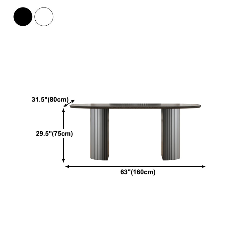 Black Tone Dining Table Simplicity Style Double Pedestal Table for Dining Room Clearhalo ' dining_table' 'Dining Tables & Seating' 'Dining Tables' 'furn' 'furn_dining_table' 'Furniture' 'furniture_dining_table' 'Kitchen & Dining Furniture' 'kitchen&dining_furn' 'kitchen' 'kitchen_dining_table' 4457369