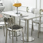 Industrial Style Dining Site Table Stainless Steel Dining Room Collection Rectangle Double Pedestal 51.2"L x 27.6"W x 29.5"H Clearhalo ' dining_table' 'Dining Tables & Seating' 'Dining Tables' 'furn' 'furn_dining_table' 'Furniture' 'furniture_dining_table' 'Kitchen & Dining Furniture' 'kitchen&dining_furn' 'kitchen' 'kitchen_dining_table' 4457373