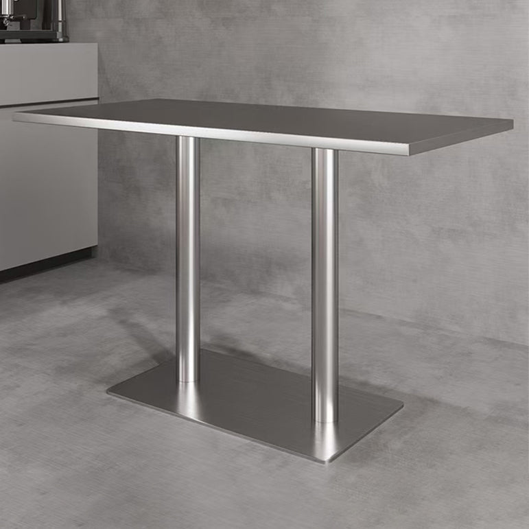Industrial Style Dining Site Table Stainless Steel Dining Room Collection Rectangle Trestle 55.1"L x 27.6"W x 29.5"H Clearhalo ' dining_table' 'Dining Tables & Seating' 'Dining Tables' 'furn' 'furn_dining_table' 'Furniture' 'furniture_dining_table' 'Kitchen & Dining Furniture' 'kitchen&dining_furn' 'kitchen' 'kitchen_dining_table' 4457375