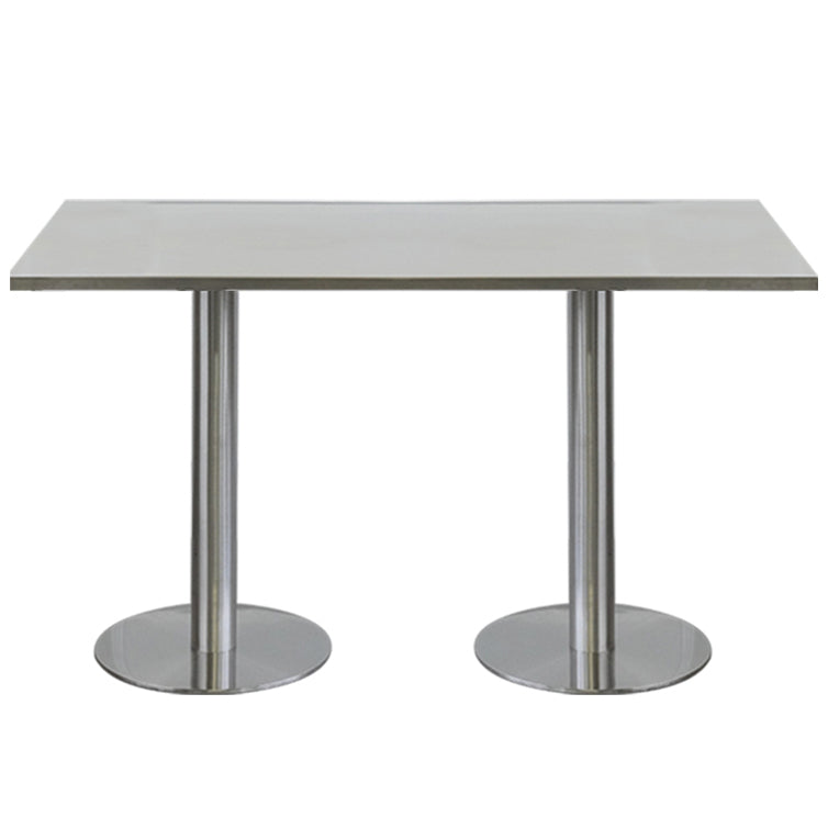 Industrial Style Dining Site Table Stainless Steel Dining Room Collection Rectangle Double Pedestal Clearhalo ' dining_table' 'Dining Tables & Seating' 'Dining Tables' 'furn' 'furn_dining_table' 'Furniture' 'furniture_dining_table' 'Kitchen & Dining Furniture' 'kitchen&dining_furn' 'kitchen' 'kitchen_dining_table' 4457380