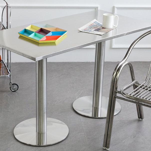 Industrial Style Dining Site Table Stainless Steel Dining Room Collection Clearhalo ' dining_table' 'Dining Tables & Seating' 'Dining Tables' 'furn' 'furn_dining_table' 'Furniture' 'furniture_dining_table' 'Kitchen & Dining Furniture' 'kitchen&dining_furn' 'kitchen' 'kitchen_dining_table' 4457384