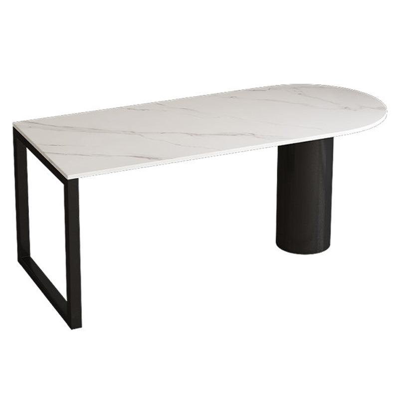 Modern Style Dining Table White Home Use Dining Table with Double Pedestal Base Stone Without Chairs Clearhalo ' dining_table' 'Dining Tables & Seating' 'Dining Tables' 'furn' 'furn_dining_table' 'Furniture' 'furniture_dining_table' 'Kitchen & Dining Furniture' 'kitchen&dining_furn' 'kitchen' 'kitchen_dining_table' 4457405