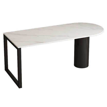 Modern Style Dining Table White Home Use Dining Table with Double Pedestal Base Stone Without Chairs Clearhalo ' dining_table' 'Dining Tables & Seating' 'Dining Tables' 'furn' 'furn_dining_table' 'Furniture' 'furniture_dining_table' 'Kitchen & Dining Furniture' 'kitchen&dining_furn' 'kitchen' 'kitchen_dining_table' 4457405