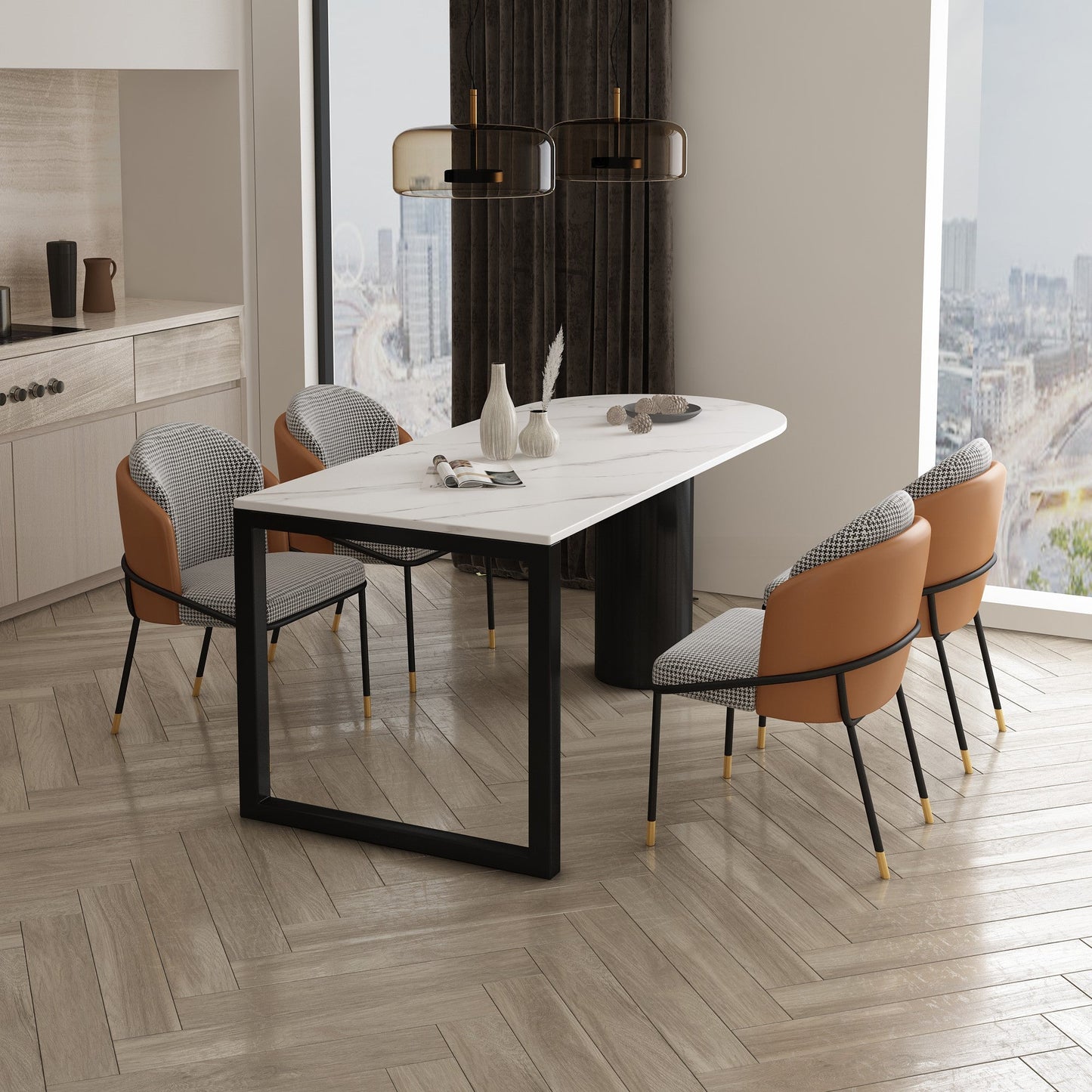 Modern Style Dining Table White Home Use Dining Table with Double Pedestal Base Clearhalo ' dining_table' 'Dining Tables & Seating' 'Dining Tables' 'furn' 'furn_dining_table' 'Furniture' 'furniture_dining_table' 'Kitchen & Dining Furniture' 'kitchen&dining_furn' 'kitchen' 'kitchen_dining_table' 4457411