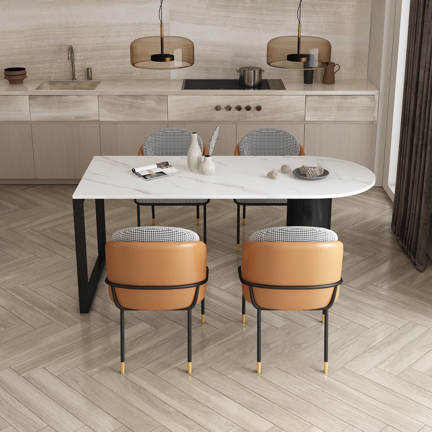 Modern Style Dining Table White Home Use Dining Table with Double Pedestal Base Clearhalo ' dining_table' 'Dining Tables & Seating' 'Dining Tables' 'furn' 'furn_dining_table' 'Furniture' 'furniture_dining_table' 'Kitchen & Dining Furniture' 'kitchen&dining_furn' 'kitchen' 'kitchen_dining_table' 4457412