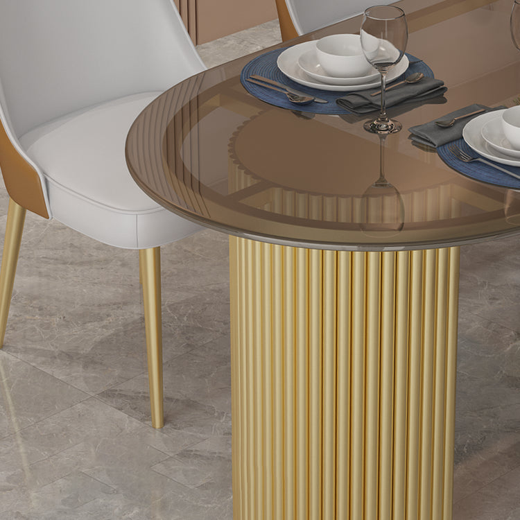 Modern Style Dining Table Oval Double Pedestal Dining Table for Home Clearhalo ' dining_table' 'Dining Tables & Seating' 'Dining Tables' 'furn' 'furn_dining_table' 'Furniture' 'furniture_dining_table' 'Kitchen & Dining Furniture' 'kitchen&dining_furn' 'kitchen' 'kitchen_dining_table' 4457424