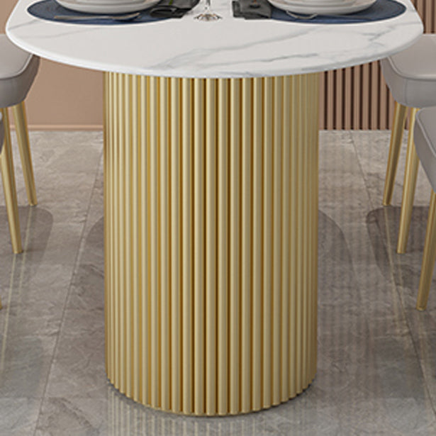 Modern Style Dining Table Oval Double Pedestal Dining Table for Home Clearhalo ' dining_table' 'Dining Tables & Seating' 'Dining Tables' 'furn' 'furn_dining_table' 'Furniture' 'furniture_dining_table' 'Kitchen & Dining Furniture' 'kitchen&dining_furn' 'kitchen' 'kitchen_dining_table' 4457425