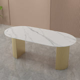 Modern Style Dining Table Oval Double Pedestal Dining Table for Home Clearhalo ' dining_table' 'Dining Tables & Seating' 'Dining Tables' 'furn' 'furn_dining_table' 'Furniture' 'furniture_dining_table' 'Kitchen & Dining Furniture' 'kitchen&dining_furn' 'kitchen' 'kitchen_dining_table' 4457430