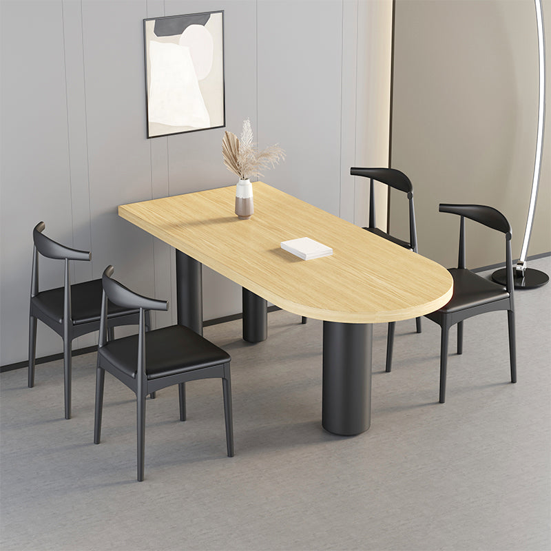 Irregular Wood Table for Restaurant Modern Dining Table with 3 Legs Natural Black Clearhalo ' dining_table' 'Dining Tables & Seating' 'Dining Tables' 'furn' 'furn_dining_table' 'Furniture' 'furniture_dining_table' 'Kitchen & Dining Furniture' 'kitchen&dining_furn' 'kitchen' 'kitchen_dining_table' 4457450