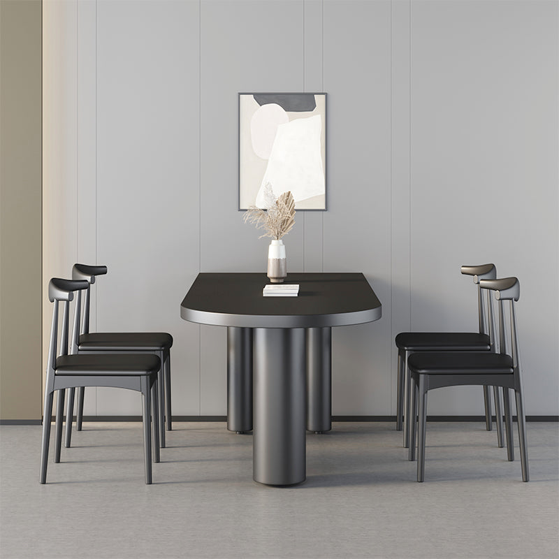 Irregular Wood Table for Restaurant Modern Dining Table with 3 Legs Black Black Clearhalo ' dining_table' 'Dining Tables & Seating' 'Dining Tables' 'furn' 'furn_dining_table' 'Furniture' 'furniture_dining_table' 'Kitchen & Dining Furniture' 'kitchen&dining_furn' 'kitchen' 'kitchen_dining_table' 4457452