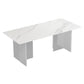 Modern Style Dining Table Rectangle Sintered Stone Double Pedestal Table for Kitchen White Without Chairs Clearhalo ' dining_table' 'Dining Tables & Seating' 'Dining Tables' 'furn' 'furn_dining_table' 'Furniture' 'furniture_dining_table' 'Kitchen & Dining Furniture' 'kitchen&dining_furn' 'kitchen' 'kitchen_dining_table' 4457474