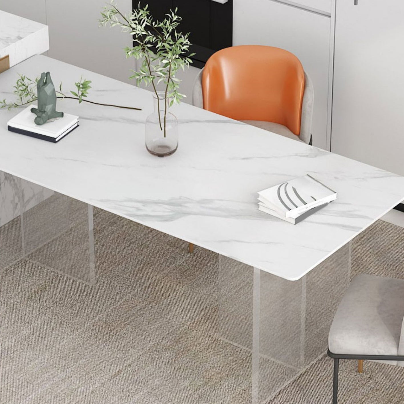 Modern Style Dining Table Rectangle Sintered Stone Double Pedestal Table for Kitchen Clearhalo ' dining_table' 'Dining Tables & Seating' 'Dining Tables' 'furn' 'furn_dining_table' 'Furniture' 'furniture_dining_table' 'Kitchen & Dining Furniture' 'kitchen&dining_furn' 'kitchen' 'kitchen_dining_table' 4457475