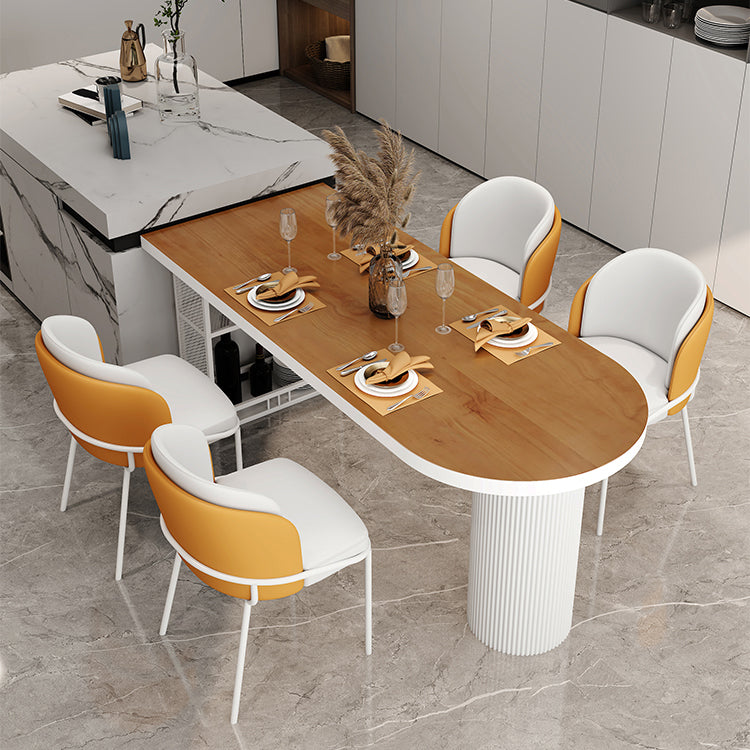 Modern Style Dining Table Solid Wood Double Pedestal Dining Table for kitchen Brown 63"L x 27.6"W x 29.5"H Without Chairs Clearhalo ' dining_table' 'Dining Tables & Seating' 'Dining Tables' 'furn' 'furn_dining_table' 'Furniture' 'furniture_dining_table' 'Kitchen & Dining Furniture' 'kitchen&dining_furn' 'kitchen' 'kitchen_dining_table' 4457489