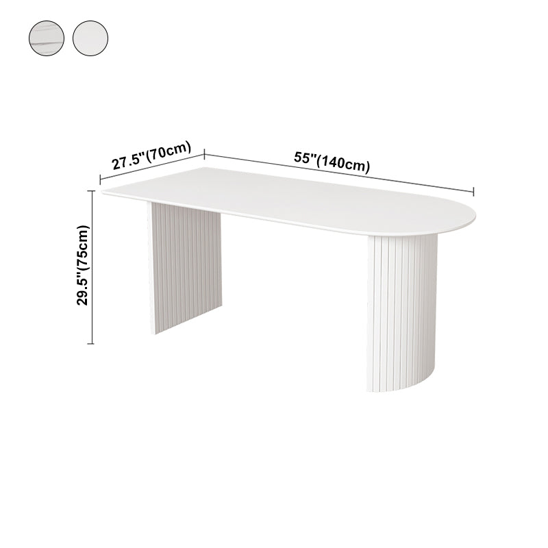 Modern Style White Dining Table Wood Dining Table with Double Pedestal Base Clearhalo ' dining_table' 'Dining Tables & Seating' 'Dining Tables' 'furn' 'furn_dining_table' 'Furniture' 'furniture_dining_table' 'Kitchen & Dining Furniture' 'kitchen&dining_furn' 'kitchen' 'kitchen_dining_table' 4457534