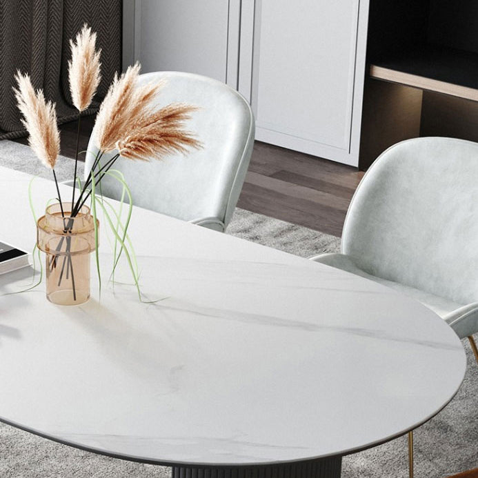Sintered Stone Top Modern White Table for Restaurant Irregular Dining Table with 3 Legs Clearhalo ' dining_table' 'Dining Tables & Seating' 'Dining Tables' 'furn' 'furn_dining_table' 'Furniture' 'furniture_dining_table' 'Kitchen & Dining Furniture' 'kitchen&dining_furn' 'kitchen' 'kitchen_dining_table' 4457543