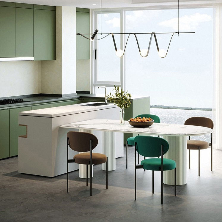 Sintered Stone Top Modern White Table for Restaurant Irregular Dining Table with 3 Legs Clearhalo ' dining_table' 'Dining Tables & Seating' 'Dining Tables' 'furn' 'furn_dining_table' 'Furniture' 'furniture_dining_table' 'Kitchen & Dining Furniture' 'kitchen&dining_furn' 'kitchen' 'kitchen_dining_table' 4457545