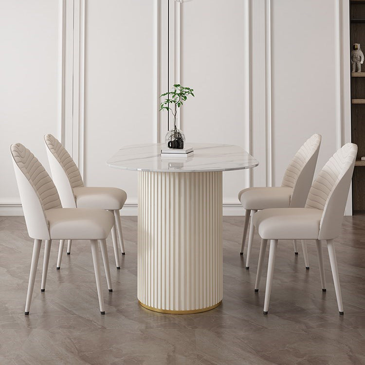 Sintered Stone White Table for Restaurant Modern Dining Table with Double Pedestal Base Clearhalo ' dining_table' 'Dining Tables & Seating' 'Dining Tables' 'furn' 'furn_dining_table' 'Furniture' 'furniture_dining_table' 'Kitchen & Dining Furniture' 'kitchen&dining_furn' 'kitchen' 'kitchen_dining_table' 4457567