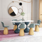 Oval Sintered Stone Table for Restaurant Modern Dining Table with Double Pedestal Base White Blue 63"L x 31.5"W x 29.5"H Clearhalo ' dining_table' 'Dining Tables & Seating' 'Dining Tables' 'furn' 'furn_dining_table' 'Furniture' 'furniture_dining_table' 'Kitchen & Dining Furniture' 'kitchen&dining_furn' 'kitchen' 'kitchen_dining_table' 4457579