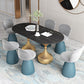 Oval Sintered Stone Table for Restaurant Modern Dining Table with Double Pedestal Base Black Gold 63"L x 31.5"W x 29.5"H Clearhalo ' dining_table' 'Dining Tables & Seating' 'Dining Tables' 'furn' 'furn_dining_table' 'Furniture' 'furniture_dining_table' 'Kitchen & Dining Furniture' 'kitchen&dining_furn' 'kitchen' 'kitchen_dining_table' 4457580