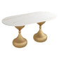 Oval Sintered Stone Table for Restaurant Modern Dining Table with Double Pedestal Base White Gold Clearhalo ' dining_table' 'Dining Tables & Seating' 'Dining Tables' 'furn' 'furn_dining_table' 'Furniture' 'furniture_dining_table' 'Kitchen & Dining Furniture' 'kitchen&dining_furn' 'kitchen' 'kitchen_dining_table' 4457586