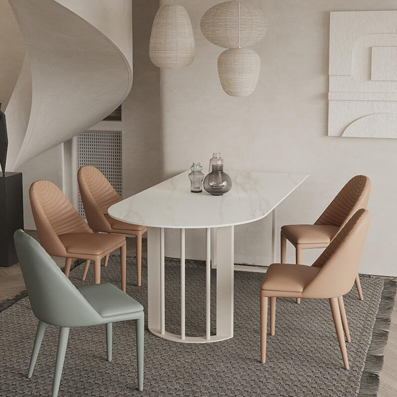 Sintered Stone Top Modern Table for Restaurant Dining Table with Double Pedestal Base Free Form 63"L x 27.6"W x 29.5"H Without Chairs Clearhalo ' dining_table' 'Dining Tables & Seating' 'Dining Tables' 'furn' 'furn_dining_table' 'Furniture' 'furniture_dining_table' 'Kitchen & Dining Furniture' 'kitchen&dining_furn' 'kitchen' 'kitchen_dining_table' 4457595