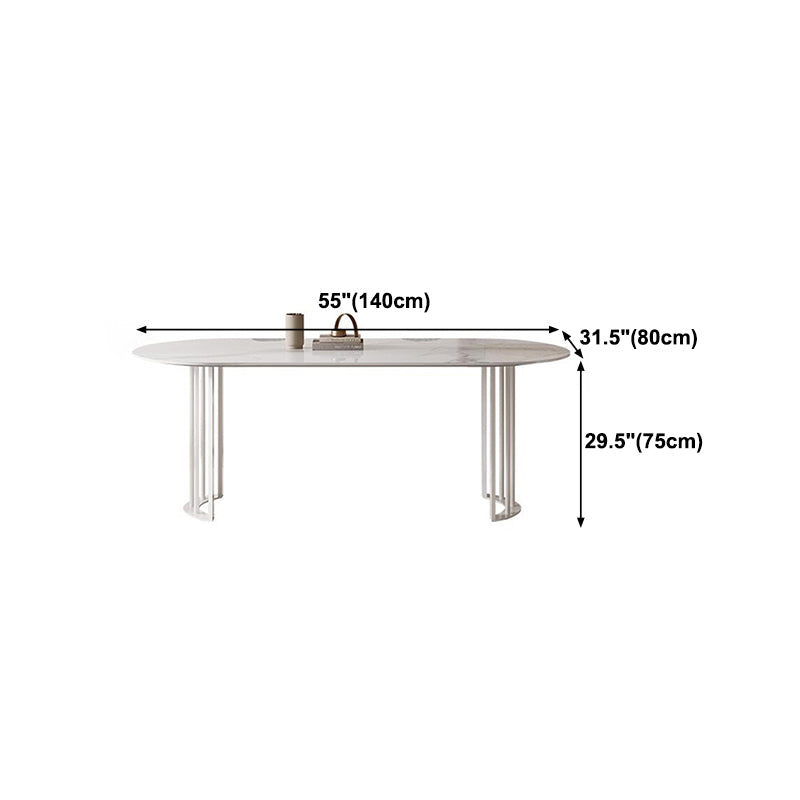 Sintered Stone Top Modern Table for Restaurant Dining Table with Double Pedestal Base Clearhalo ' dining_table' 'Dining Tables & Seating' 'Dining Tables' 'furn' 'furn_dining_table' 'Furniture' 'furniture_dining_table' 'Kitchen & Dining Furniture' 'kitchen&dining_furn' 'kitchen' 'kitchen_dining_table' 4457607