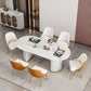 Modern Sintered Stone Table for Restaurant Oval Dining Table with Double Pedestal Base White White 70.9"L x 31.5"W x 29.5"H Clearhalo ' dining_table' 'Dining Tables & Seating' 'Dining Tables' 'furn' 'furn_dining_table' 'Furniture' 'furniture_dining_table' 'Kitchen & Dining Furniture' 'kitchen&dining_furn' 'kitchen' 'kitchen_dining_table' 4457617