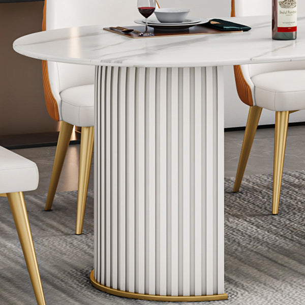 Modern Sintered Stone Table for Restaurant Oval Dining Table with Double Pedestal Base Clearhalo ' dining_table' 'Dining Tables & Seating' 'Dining Tables' 'furn' 'furn_dining_table' 'Furniture' 'furniture_dining_table' 'Kitchen & Dining Furniture' 'kitchen&dining_furn' 'kitchen' 'kitchen_dining_table' 4457623
