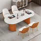 Modern Sintered Stone Table for Restaurant Oval Dining Table with Double Pedestal Base Clearhalo ' dining_table' 'Dining Tables & Seating' 'Dining Tables' 'furn' 'furn_dining_table' 'Furniture' 'furniture_dining_table' 'Kitchen & Dining Furniture' 'kitchen&dining_furn' 'kitchen' 'kitchen_dining_table' 4457626