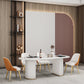 Modern Sintered Stone Table for Restaurant Oval Dining Table with Double Pedestal Base Clearhalo ' dining_table' 'Dining Tables & Seating' 'Dining Tables' 'furn' 'furn_dining_table' 'Furniture' 'furniture_dining_table' 'Kitchen & Dining Furniture' 'kitchen&dining_furn' 'kitchen' 'kitchen_dining_table' 4457627