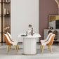 Modern Sintered Stone Table for Restaurant Oval Dining Table with Double Pedestal Base Clearhalo ' dining_table' 'Dining Tables & Seating' 'Dining Tables' 'furn' 'furn_dining_table' 'Furniture' 'furniture_dining_table' 'Kitchen & Dining Furniture' 'kitchen&dining_furn' 'kitchen' 'kitchen_dining_table' 4457630
