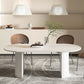 Metal Contemporary Double Pedestal Dining Table Sintered Stone Table for Dining Room Oval White 55.1"L x 31.5"W x 29.5"H Clearhalo ' dining_table' 'Dining Tables & Seating' 'Dining Tables' 'furn' 'furn_dining_table' 'Furniture' 'furniture_dining_table' 'Kitchen & Dining Furniture' 'kitchen&dining_furn' 'kitchen' 'kitchen_dining_table' 4457671
