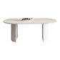 Metal Contemporary Double Pedestal Dining Table Sintered Stone Table for Dining Room Oval White Clearhalo ' dining_table' 'Dining Tables & Seating' 'Dining Tables' 'furn' 'furn_dining_table' 'Furniture' 'furniture_dining_table' 'Kitchen & Dining Furniture' 'kitchen&dining_furn' 'kitchen' 'kitchen_dining_table' 4457679