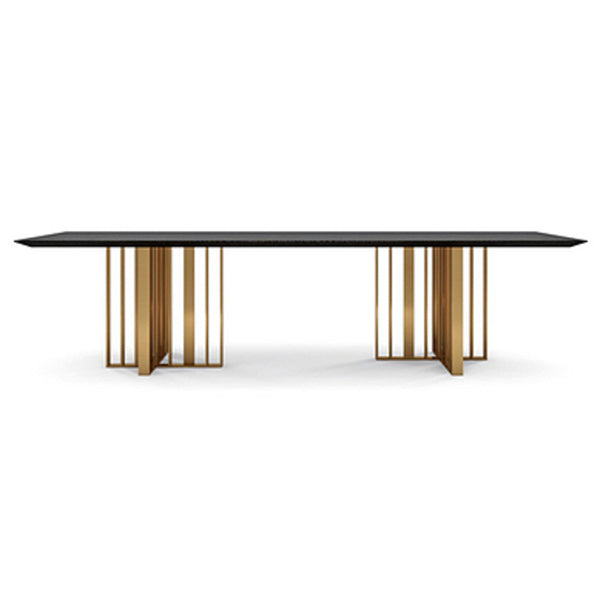 Rectangle Dining Site Table Traditional Luxury Pine Solid Wood Furniture Black Gold 86.6"L x 35.4"W x 29.5"H Clearhalo ' dining_table' 'Dining Tables & Seating' 'Dining Tables' 'furn' 'furn_dining_table' 'Furniture' 'furniture_dining_table' 'Kitchen & Dining Furniture' 'kitchen&dining_furn' 'kitchen' 'kitchen_dining_table' 4457693