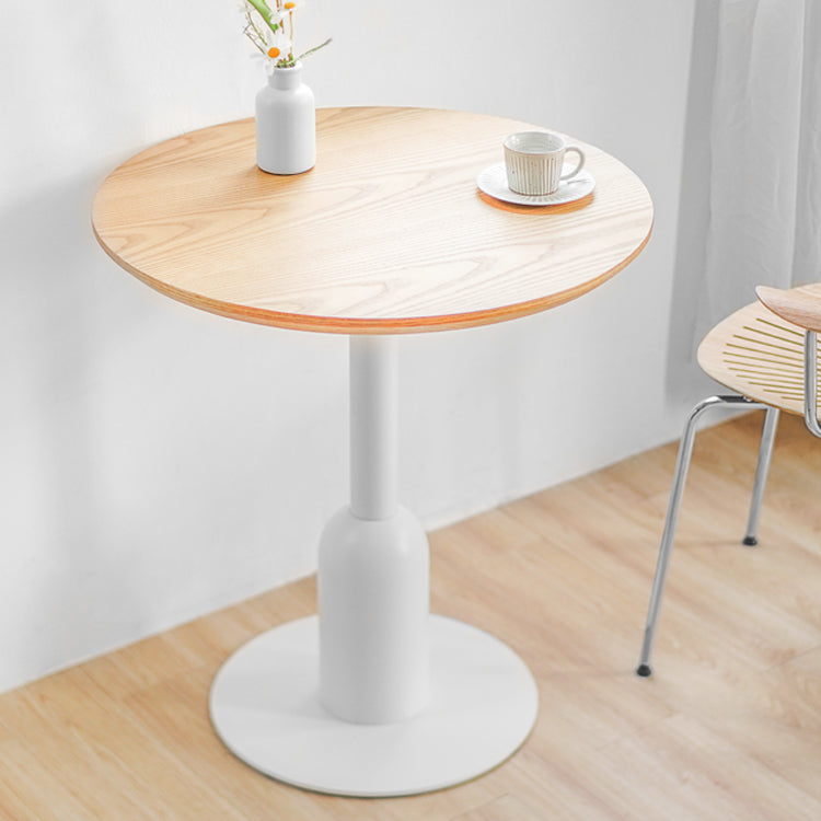 Industrial Style Dining Site Table MDF Dining Room Furniture with Pedestal Base Round Natural 27.6"L x 27.6"W x 29.5"H Clearhalo ' dining_table' 'Dining Tables & Seating' 'Dining Tables' 'furn' 'furn_dining_table' 'Furniture' 'furniture_dining_table' 'Kitchen & Dining Furniture' 'kitchen&dining_furn' 'kitchen' 'kitchen_dining_table' 4457731