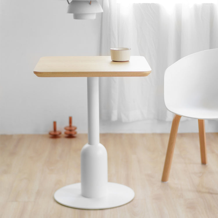 Industrial Style Dining Site Table MDF Dining Room Furniture with Pedestal Base Square Natural 27.6"L x 27.6"W x 29.5"H Clearhalo ' dining_table' 'Dining Tables & Seating' 'Dining Tables' 'furn' 'furn_dining_table' 'Furniture' 'furniture_dining_table' 'Kitchen & Dining Furniture' 'kitchen&dining_furn' 'kitchen' 'kitchen_dining_table' 4457733