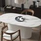 Oval White Tone Dining Table Luxury Pedestal Table for Dining Room Clearhalo ' dining_table' 'Dining Tables & Seating' 'Dining Tables' 'furn' 'furn_dining_table' 'Furniture' 'furniture_dining_table' 'Kitchen & Dining Furniture' 'kitchen&dining_furn' 'kitchen' 'kitchen_dining_table' 4457782