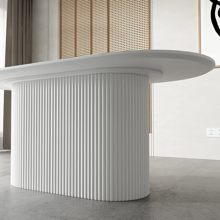 Oval White Tone Dining Table Luxury Pedestal Table for Dining Room Clearhalo ' dining_table' 'Dining Tables & Seating' 'Dining Tables' 'furn' 'furn_dining_table' 'Furniture' 'furniture_dining_table' 'Kitchen & Dining Furniture' 'kitchen&dining_furn' 'kitchen' 'kitchen_dining_table' 4457784