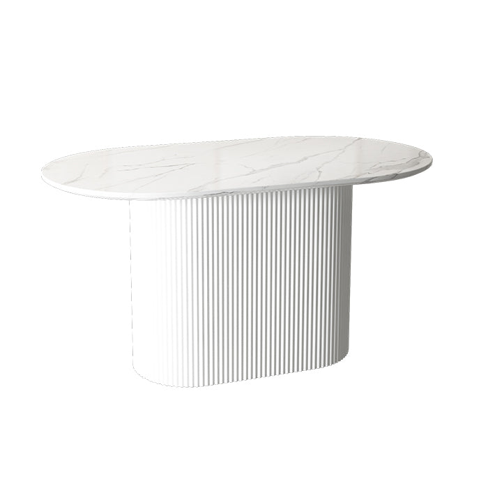 Oval White Tone Dining Table Luxury Pedestal Table for Dining Room Stone White Clearhalo ' dining_table' 'Dining Tables & Seating' 'Dining Tables' 'furn' 'furn_dining_table' 'Furniture' 'furniture_dining_table' 'Kitchen & Dining Furniture' 'kitchen&dining_furn' 'kitchen' 'kitchen_dining_table' 4457786