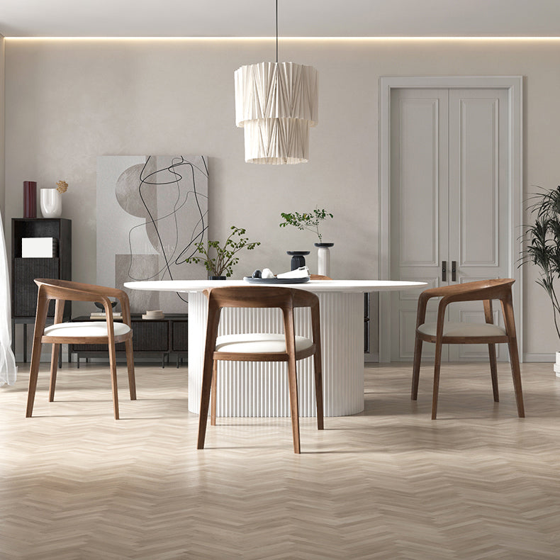 Oval White Tone Dining Table Luxury Pedestal Table for Dining Room Clearhalo ' dining_table' 'Dining Tables & Seating' 'Dining Tables' 'furn' 'furn_dining_table' 'Furniture' 'furniture_dining_table' 'Kitchen & Dining Furniture' 'kitchen&dining_furn' 'kitchen' 'kitchen_dining_table' 4457787