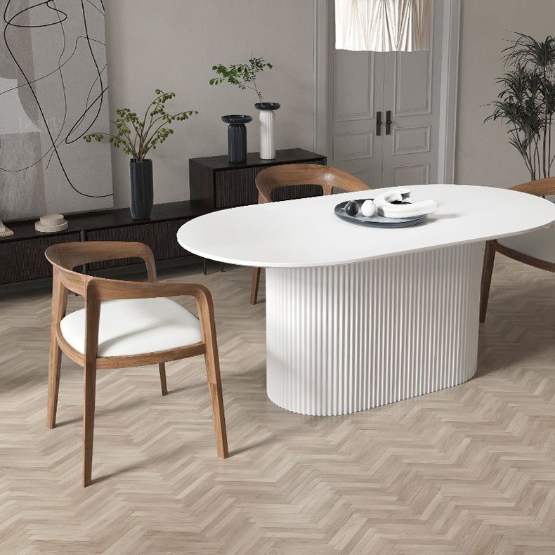 Oval White Tone Dining Table Luxury Pedestal Table for Dining Room Clearhalo ' dining_table' 'Dining Tables & Seating' 'Dining Tables' 'furn' 'furn_dining_table' 'Furniture' 'furniture_dining_table' 'Kitchen & Dining Furniture' 'kitchen&dining_furn' 'kitchen' 'kitchen_dining_table' 4457788