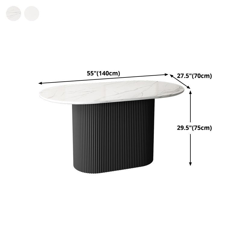 Oval White Tone Dining Table Luxury Pedestal Table for Dining Room Clearhalo ' dining_table' 'Dining Tables & Seating' 'Dining Tables' 'furn' 'furn_dining_table' 'Furniture' 'furniture_dining_table' 'Kitchen & Dining Furniture' 'kitchen&dining_furn' 'kitchen' 'kitchen_dining_table' 4457792
