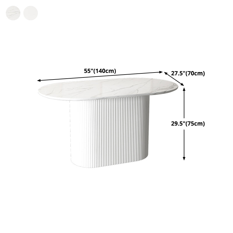 Oval White Tone Dining Table Luxury Pedestal Table for Dining Room Clearhalo ' dining_table' 'Dining Tables & Seating' 'Dining Tables' 'furn' 'furn_dining_table' 'Furniture' 'furniture_dining_table' 'Kitchen & Dining Furniture' 'kitchen&dining_furn' 'kitchen' 'kitchen_dining_table' 4457796