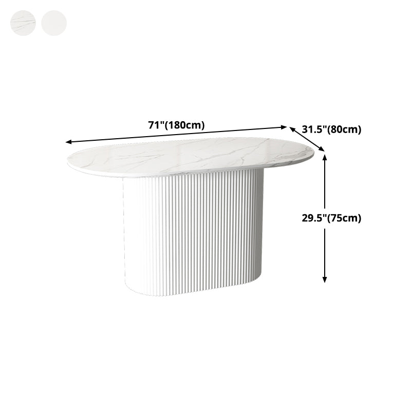 Oval White Tone Dining Table Luxury Pedestal Table for Dining Room Clearhalo ' dining_table' 'Dining Tables & Seating' 'Dining Tables' 'furn' 'furn_dining_table' 'Furniture' 'furniture_dining_table' 'Kitchen & Dining Furniture' 'kitchen&dining_furn' 'kitchen' 'kitchen_dining_table' 4457798
