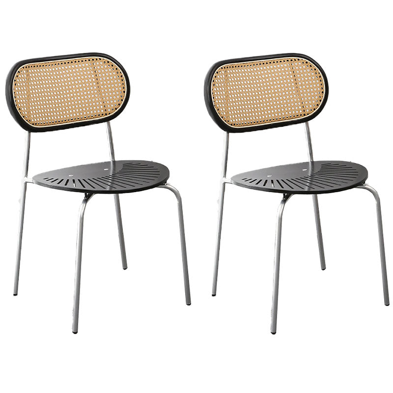 Nordic Style Kitchen Metal Dining Chair Open Back Dining Armless Side Chair Black 2 Piece Set Clearhalo ' kitchen&dining_furn' 'Dining Chairs' 'Dining Tables & Seating' 'dining_chair' 'furn' 'furn_dining_chair' 'Furniture' 'furniture_dining_chair' 'Kitchen & Dining Furniture' 'kitchen' 4457828