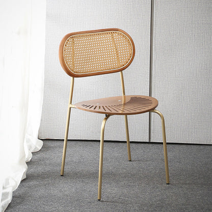 Nordic Style Kitchen Metal Dining Chair Open Back Dining Armless Side Chair Walnut 1 Piece Clearhalo ' kitchen&dining_furn' 'Dining Chairs' 'Dining Tables & Seating' 'dining_chair' 'furn' 'furn_dining_chair' 'Furniture' 'furniture_dining_chair' 'Kitchen & Dining Furniture' 'kitchen' 4457832