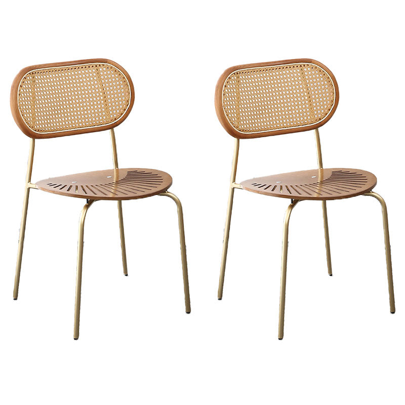 Nordic Style Kitchen Metal Dining Chair Open Back Dining Armless Side Chair Walnut 2 Piece Set Clearhalo ' kitchen&dining_furn' 'Dining Chairs' 'Dining Tables & Seating' 'dining_chair' 'furn' 'furn_dining_chair' 'Furniture' 'furniture_dining_chair' 'Kitchen & Dining Furniture' 'kitchen' 4457833