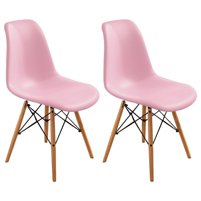 Contemporary Modern Wood Indoor-Outdoor Side Chair Solid Back Chair Pink Set of 2 Clearhalo ' kitchen&dining_furn' 'Dining Chairs' 'Dining Tables & Seating' 'dining_chair' 'Furniture' 'furniture_dining_chair' 'Kitchen & Dining Furniture' 'kitchen' 4457861
