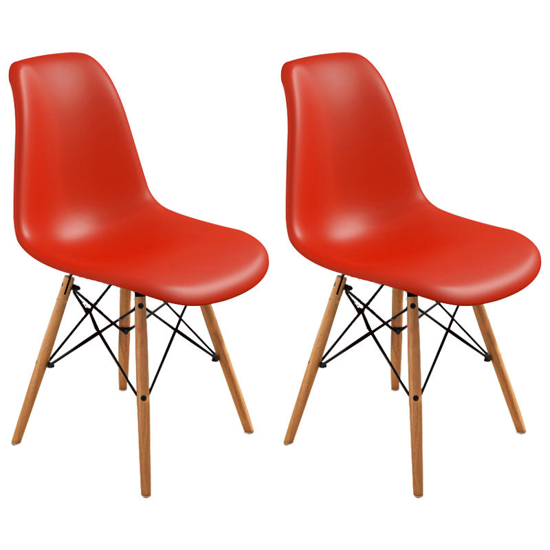 Contemporary Modern Wood Indoor-Outdoor Side Chair Solid Back Chair Red Set of 2 Clearhalo ' kitchen&dining_furn' 'Dining Chairs' 'Dining Tables & Seating' 'dining_chair' 'Furniture' 'furniture_dining_chair' 'Kitchen & Dining Furniture' 'kitchen' 4457865