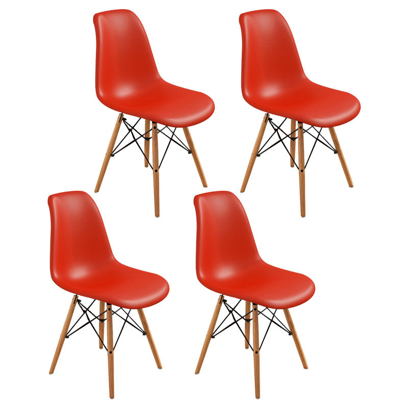 Contemporary Modern Wood Indoor-Outdoor Side Chair Solid Back Chair Red Set of 4 Clearhalo ' kitchen&dining_furn' 'Dining Chairs' 'Dining Tables & Seating' 'dining_chair' 'Furniture' 'furniture_dining_chair' 'Kitchen & Dining Furniture' 'kitchen' 4457866